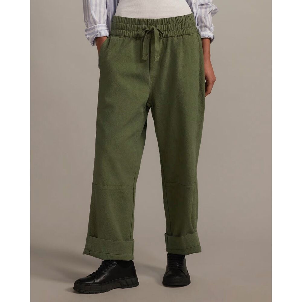 Everlane The Canvas Organic Cotton Pull-On Pant Wide Leg Forest Green XXL